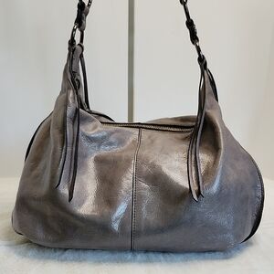 HOBO Gray Leather Hobo Bag with Vintage Charm
